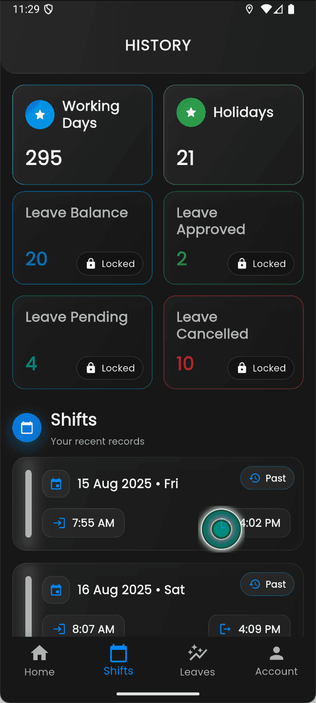 Attendify shifts & records